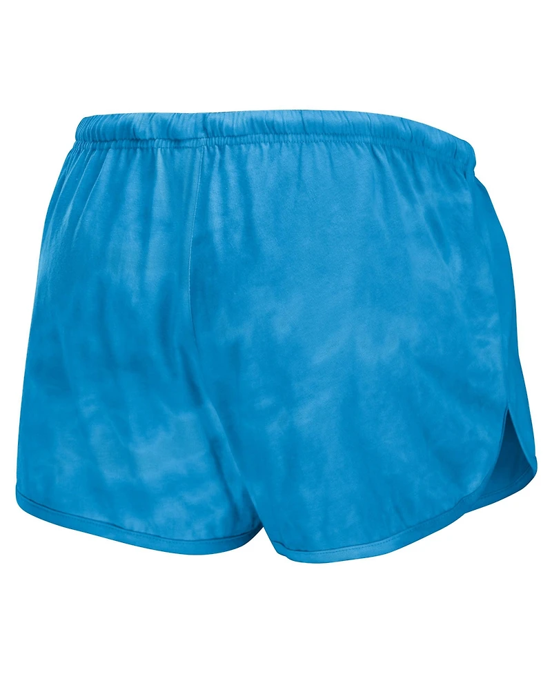 Wear by Erin Andrews Women's 2-Piece Blue Carolina Panthers Tie-Dye Cropped Pullover Sweatshirt and Shorts Lounge Set