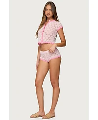 Edikted Women's Elisa Open Knit Shorts
