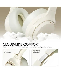 Sugift Beige Over-Ear Bluetooth Headphones with Noise Cancellation