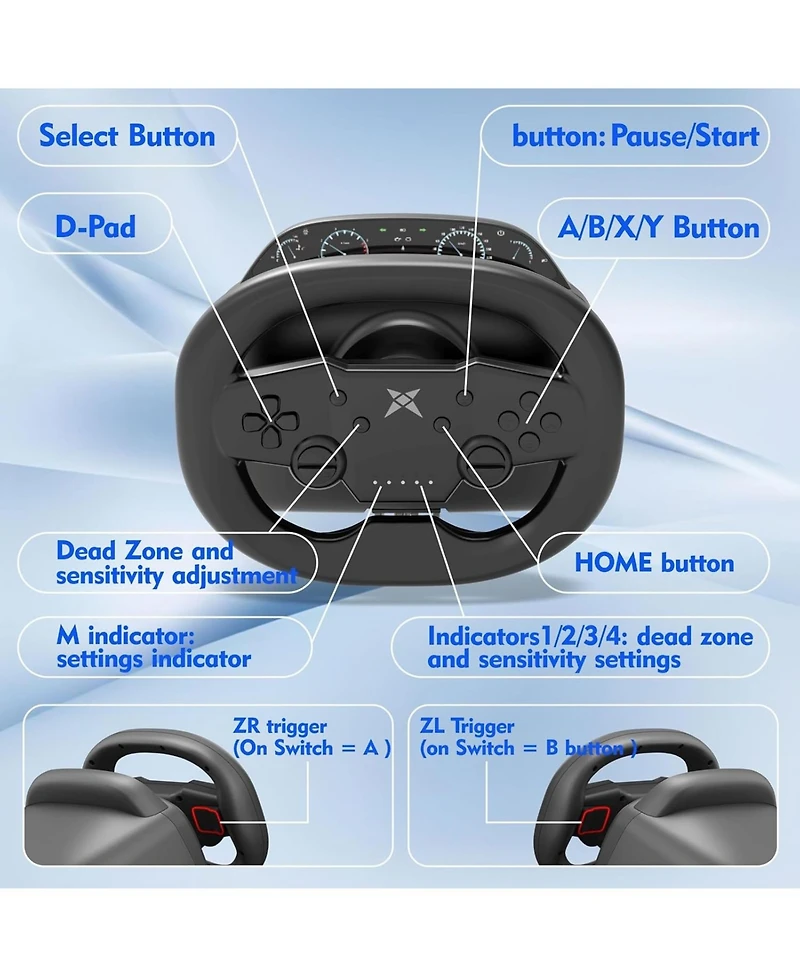Nbcp Wireless Racing Wheel with Pedal for Switch, PS4/PS3, Pc, iOS & Android – 270° Rotation, Dual Vibration, Bluetooth 5.0, Race Game Con