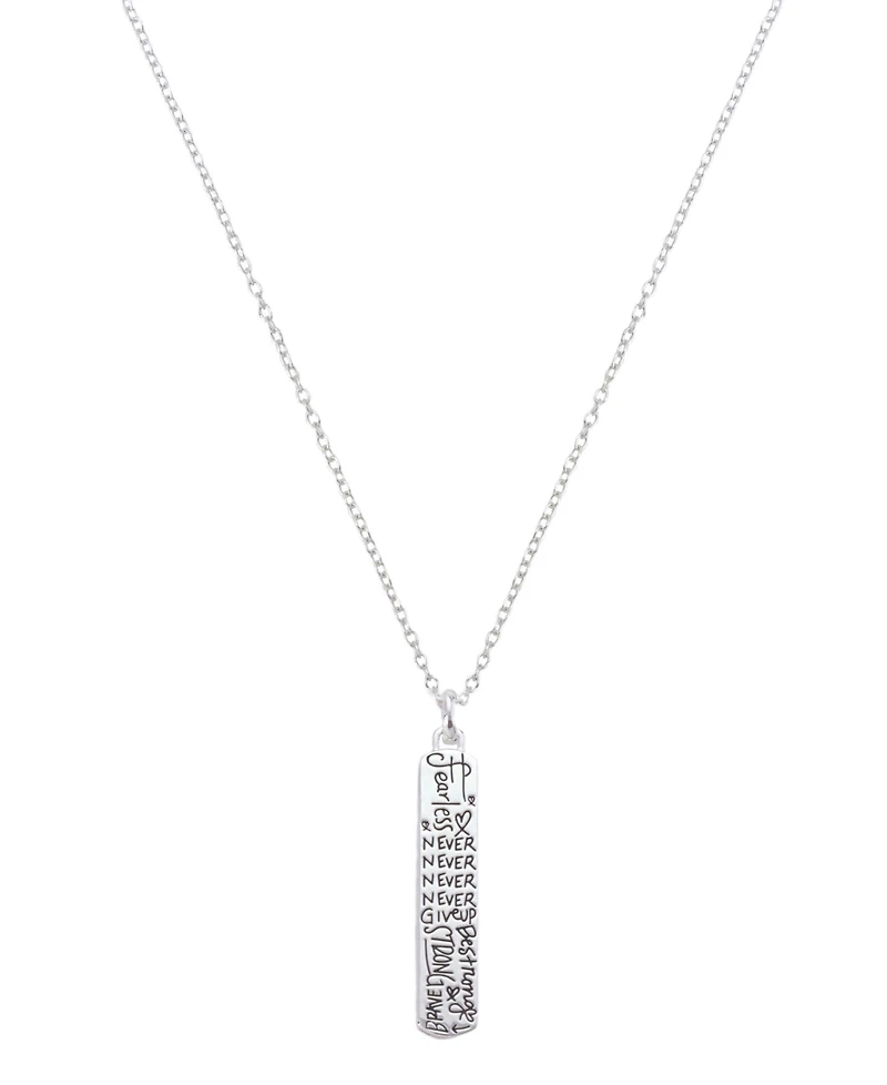 Unwritten Silver-Tone Fearless Graffiti Bar Short Pendant Necklace