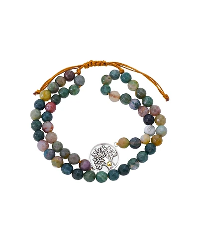 Unwritten Fine Silver Plated Jasper Family Tree Beaded Bracelet
