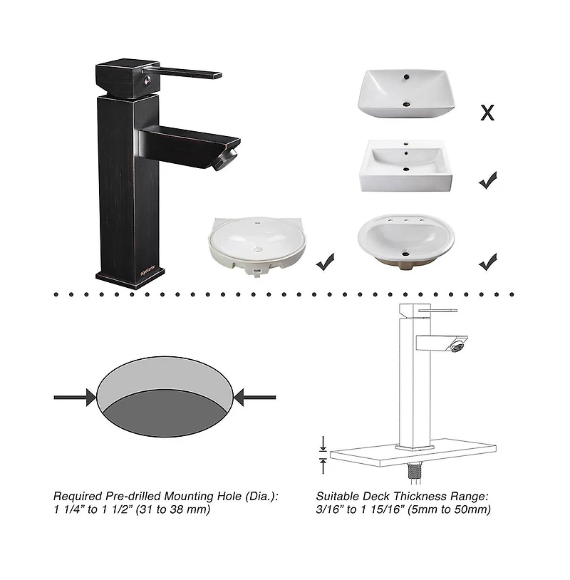 Aquaterior Wall Mount Ceramic Sink w/ One Hold Bathroom Faucet Single Handle Orb