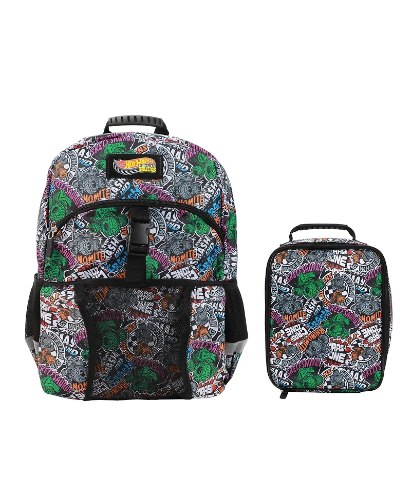 Hot Wheels Cars & Titles All-Over Print 16" Backpack & Lunch Kit Set