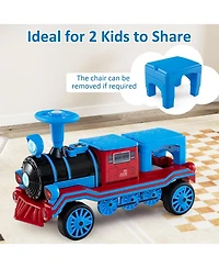 Gymax 12V 2-Seater Ride on Toy w/ Train Whistle Led Lights Music & Usb Port