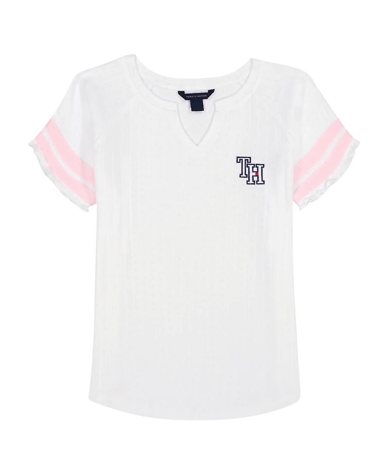 Tommy Hilfiger Big Girls Pointelle Short Sleeve T-Shirt