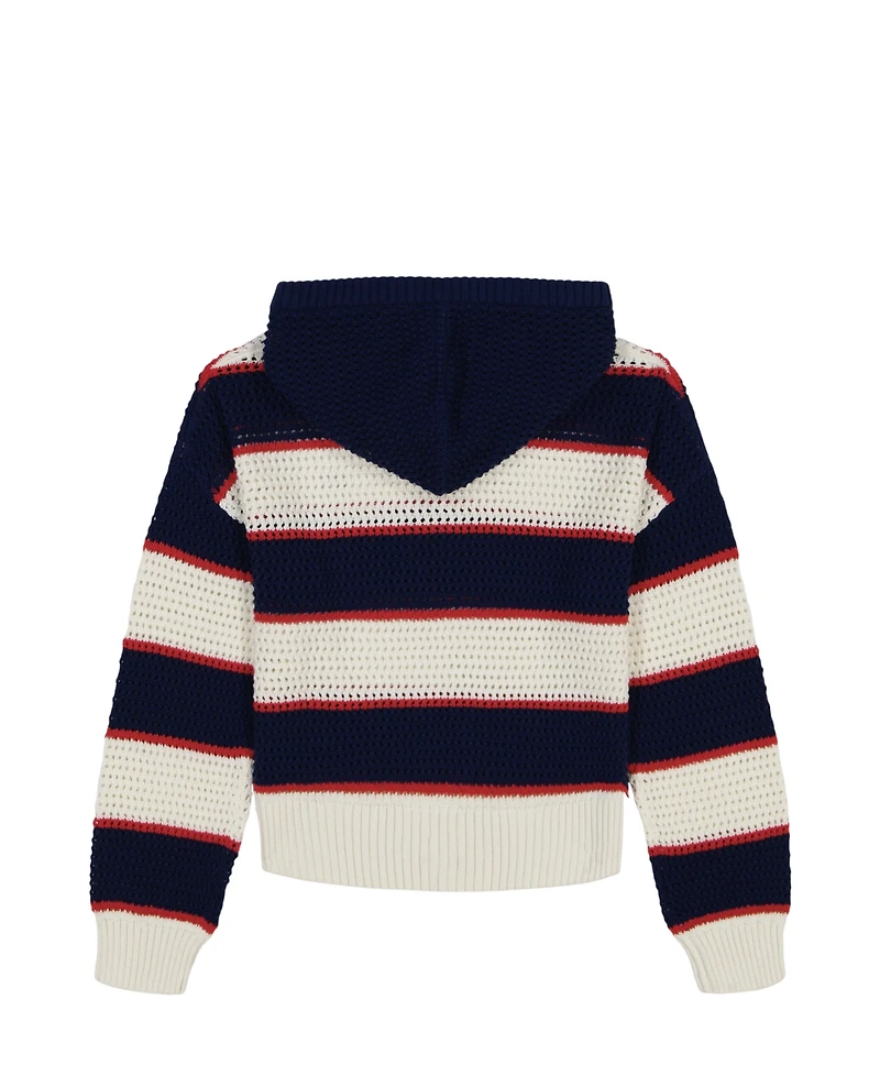 Tommy Hilfiger Big Girls Sweater Mesh Popover Hoodie