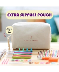 Hearth & Harbor Durable Canvas Crochet & Knitting Bag Organizer with Accessories Case - Yarn Organizer for Crochet Accessories and Supplies