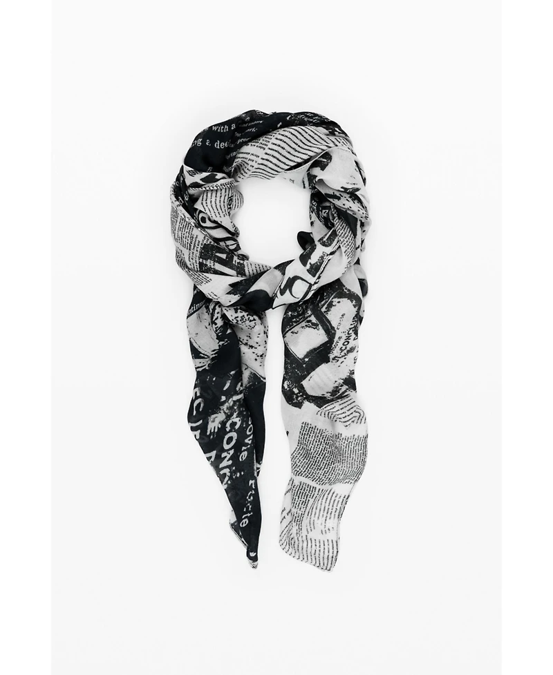 Desigual Women's Rectangular newspaper scarf