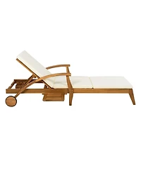 Streamdale Furniture Acacia Wood Chaise Lounge - Adjustable Wheeled 800lb Capacity