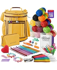 Hearth & Harbor Crochet Starter Kit for Beginners Adults Kids with Video Tutorials - Amigurumi Crocheting Yarn Bag