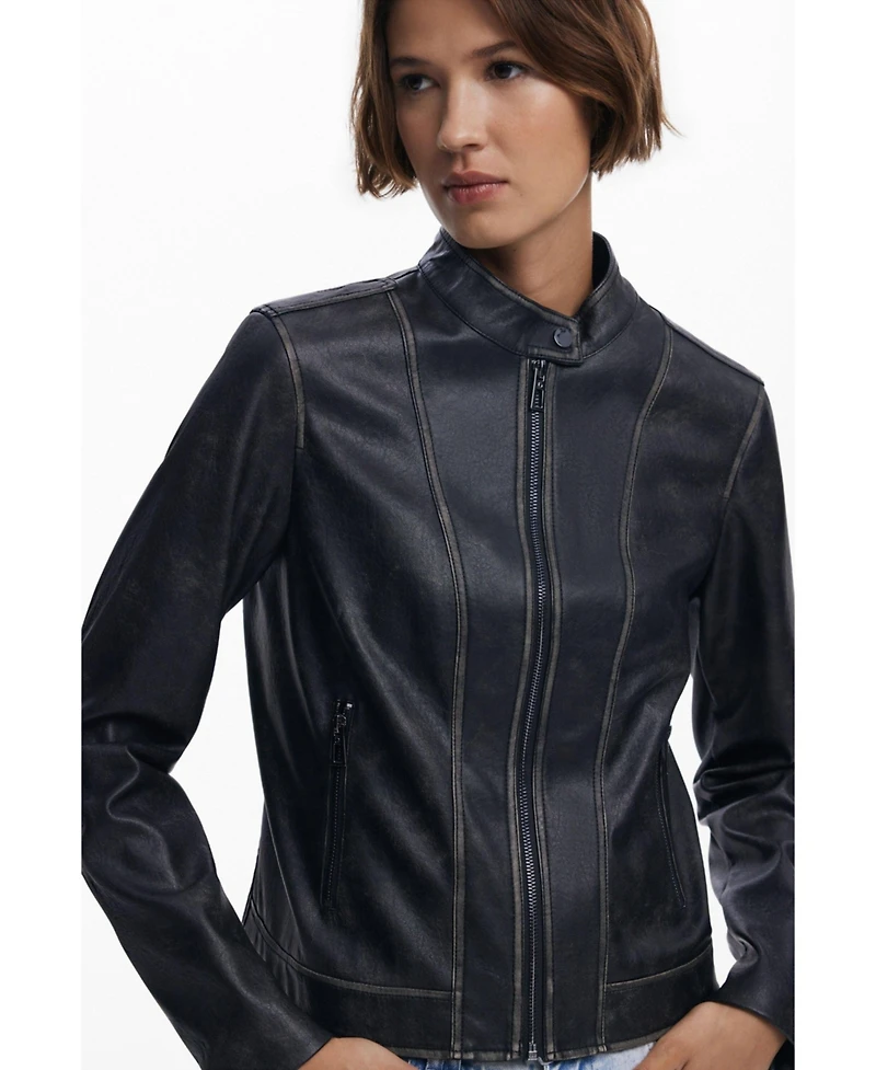 Desigual Women's Jacket with worn leather effect