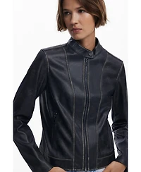 Desigual Women's Jacket with worn leather effect