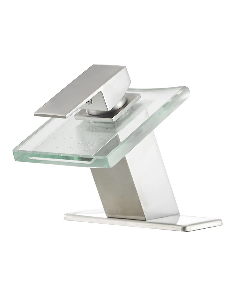 Greenspring Waterfall Single Hole Single-Handle Low-Arc Bathroom Faucet With Glass Spout Polished Chrome