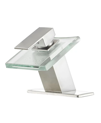 Greenspring Waterfall Single Hole Single-Handle Low-Arc Bathroom Faucet With Glass Spout Polished Chrome