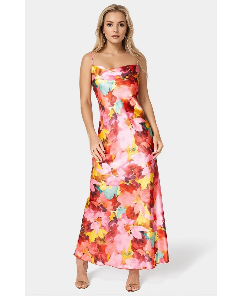 Bebe Women's Print Satin Maxi Dress