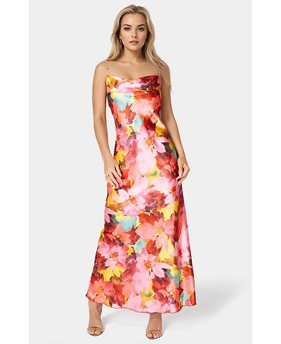Bebe Women's Print Satin Maxi Dress