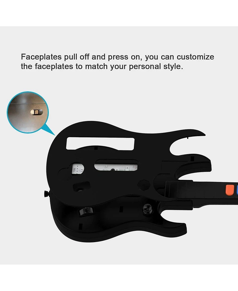 Nbcp Wireless Wii Guitar Controller for Guitar Hero & Rock Band 2/3 – Compatible with Nintendo Wii, 10-Key Design, No Batteries Required