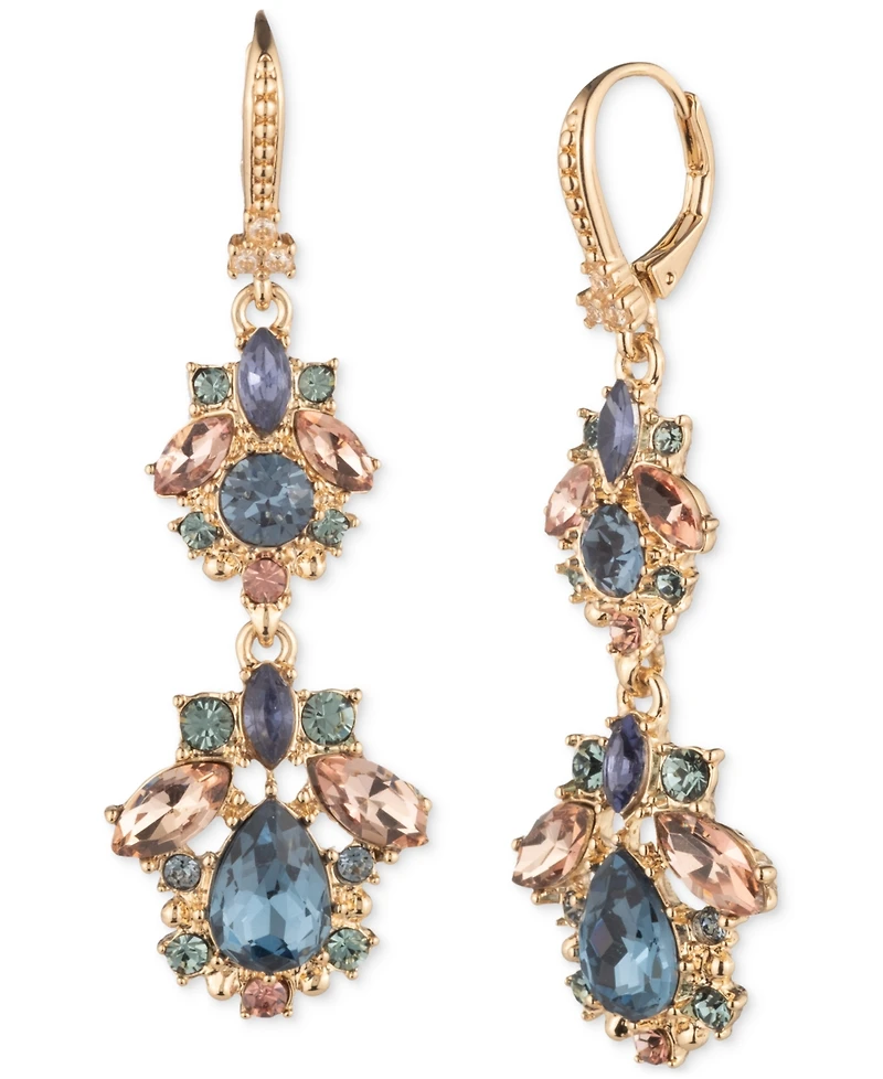 Marchesa Crystal Cluster Double Drop Earrings