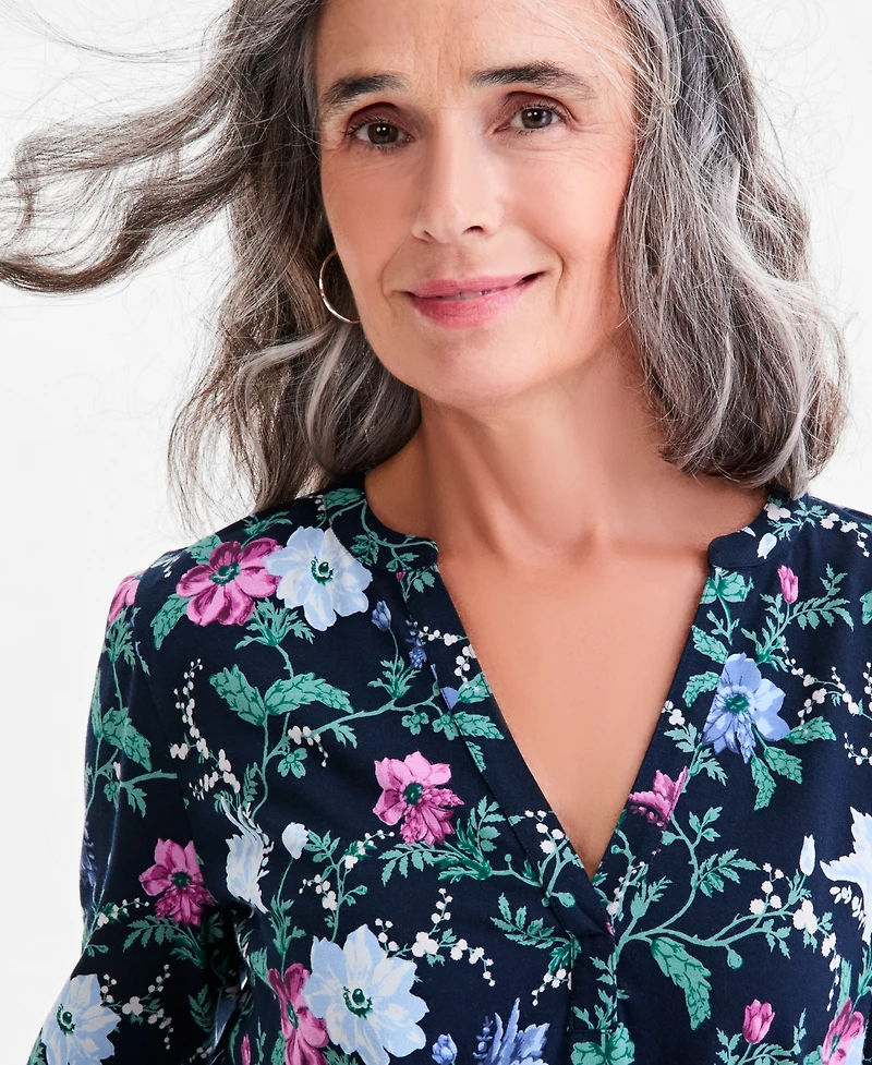 Style & Co Petite Chintz Floral Flared Knit Midi Dress, Macy's Exclusive