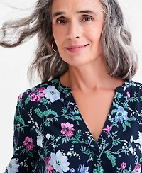 Style & Co Petite Chintz Floral Flared Knit Midi Dress, Macy's Exclusive