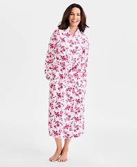 Charter Club Women's Belted Floral Flannel Robe Sleepwear