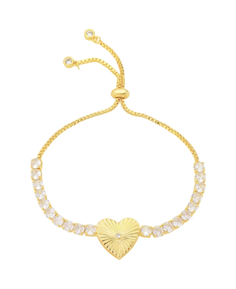 Unwritten Cubic Zirconia Diamond Cut Heart Bolo Bracelet