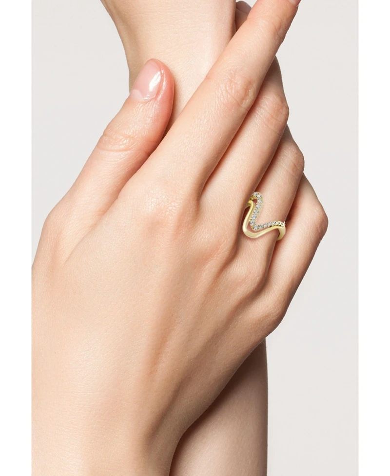 Rachel Zoe 14K Gold Plated Sterling Silver Double Wave Ring