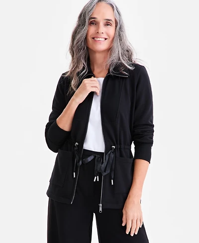Style & Co Luxe-Fleece Front-Zip Drawstring-Waist Jacket, Macy's Exclusive