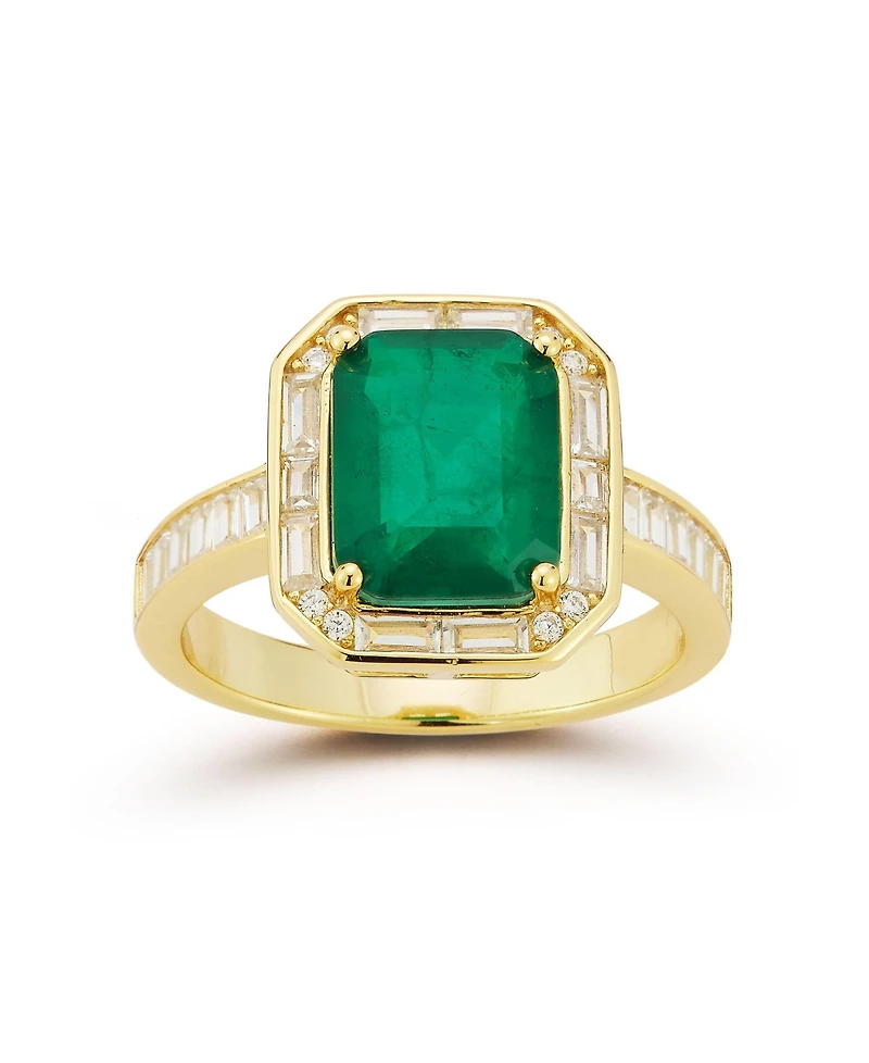Rachel Zoe 14K Gold Plated Sterling Silver Emerald Cut Cocktail Ring