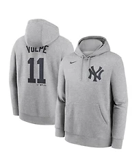 Nike Men's Anthony Volpe Heather Gray New York Yankees Player Name Number Club Fleece Pullover Hoodie