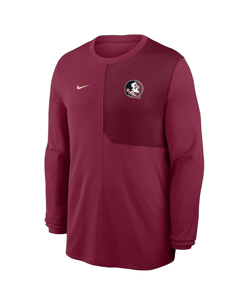 Nike Men's Garnet Florida State Seminoles 2025 Sideline Coach Uv Performance Long Sleeve T-Shirt