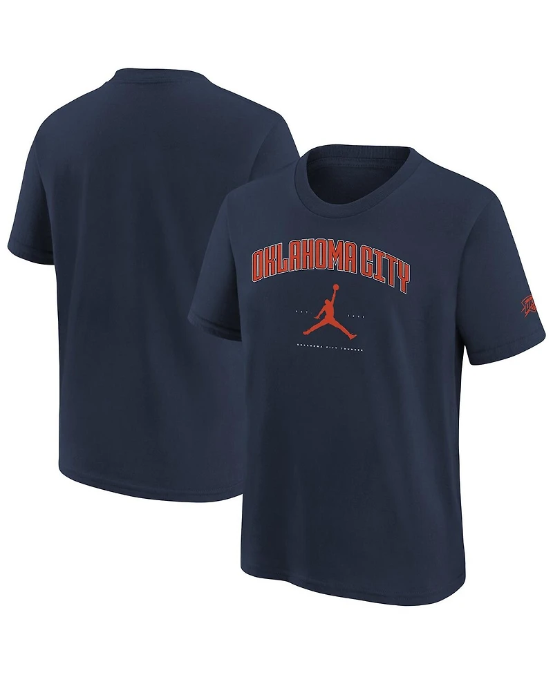 Jordan Big Boys and Girls Navy Oklahoma City Thunder Essential Cities T-Shirt