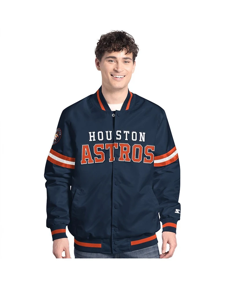 Starter Men's Navy Houston Astros Scout Full-Snap Varsity Jacket