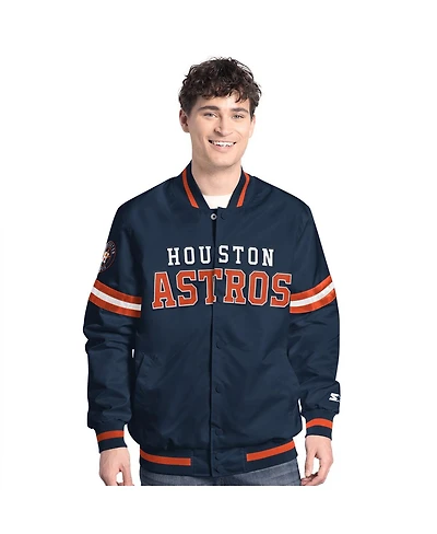 Starter Men's Navy Houston Astros Scout Full-Snap Varsity Jacket