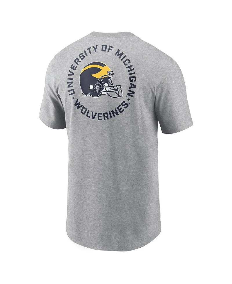 Jordan Men's Heather Gray Michigan Wolverines Campus 2-Hit T-Shirt