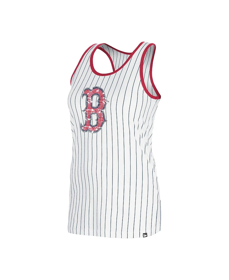 New Era Women's White Boston Red Sox Gameday Pinstripe Tank Top
