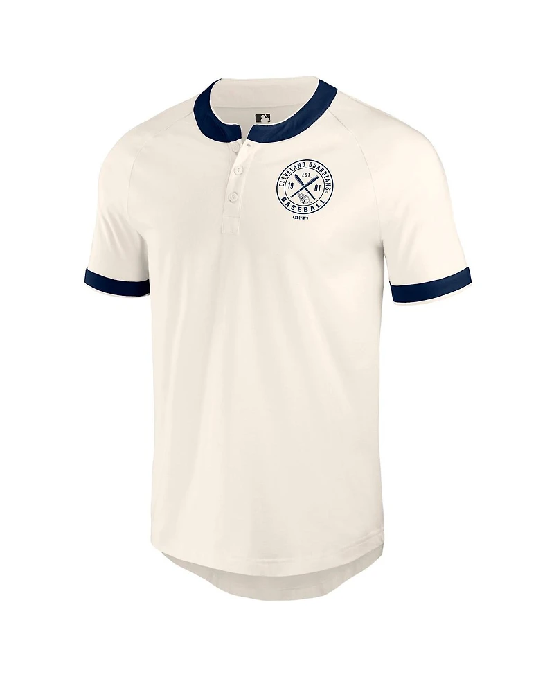 Darius Rucker Collection by Fanatics Men's White Cleveland Guardians Henley Raglan T-Shirt