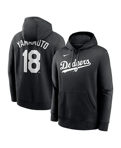 Nike Men's Yoshinobu Yamamoto Black Los Angeles Dodgers Player Name Number Club Fleece Pullover Hoodie