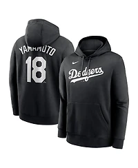 Nike Men's Yoshinobu Yamamoto Black Los Angeles Dodgers Player Name Number Club Fleece Pullover Hoodie