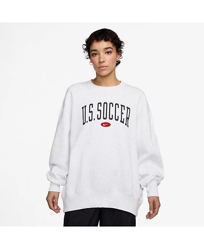 Nike Women's Heather Gray Uswnt Oversized Phoenix Fleece Pullover Sweatshirt