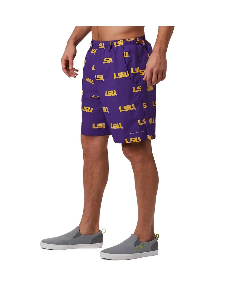Columbia Men's Purple Lsu Tigers Back cast Iii Printed Shorts