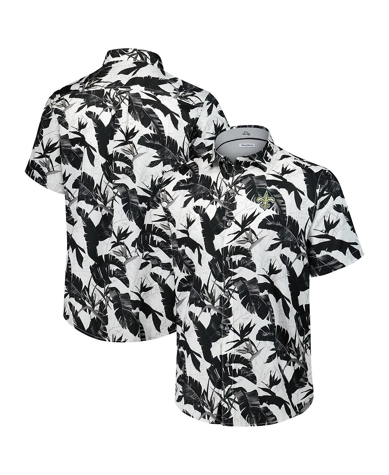 Tommy Bahama Men's Black New Orleans Saints Sunnyvale Blooms Camp Button-Up Shirt