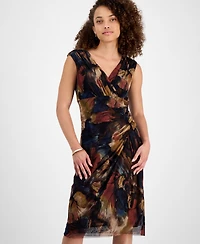 Connected Petite Printed V-Neck Sleeveless Dress