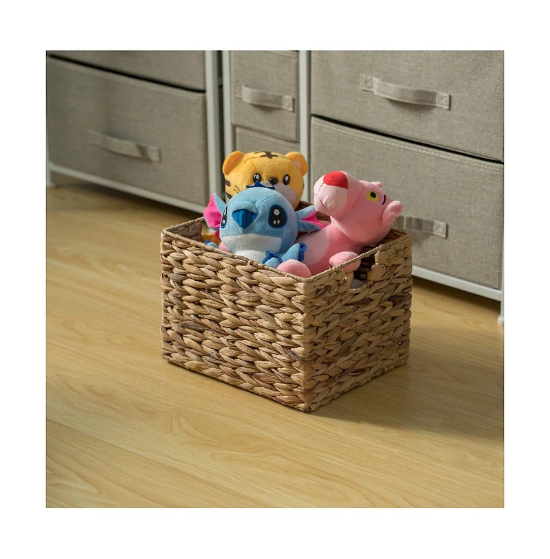 Wickerwise Natural Decorative Woven Water Hyacinth Storage Basket for The Playroom, Bedroom, and Living Room