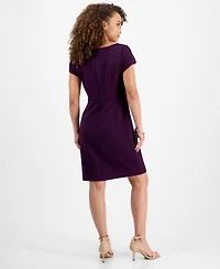 Connected Petite Square-Neck Short-Sleeve Dress