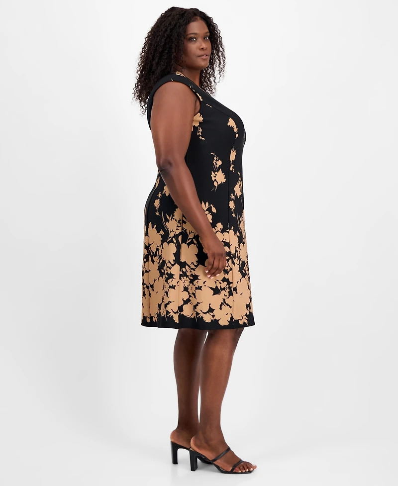 Connected Plus Floral-Print Fit & Flare Dress