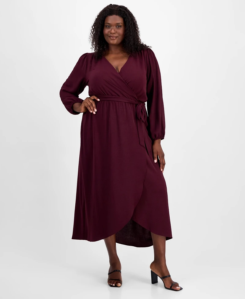 Connected Plus Tie-Front Wrap Maxi Dress