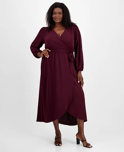 Connected Plus Tie-Front Wrap Maxi Dress