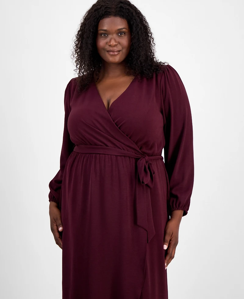Connected Plus Tie-Front Wrap Maxi Dress
